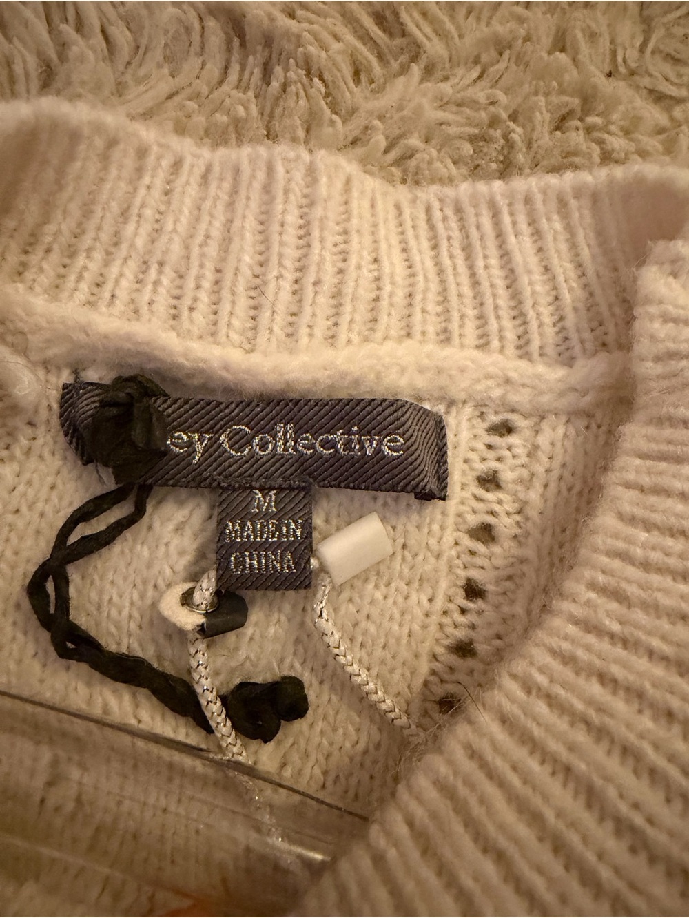 J. Crew Collective Ivory Open-Knit Crewneck Sweater - Ivory